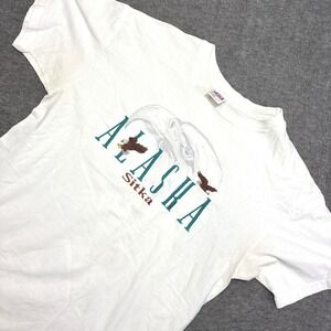 Anvil Alaska Sitka T-Shirt Mens Large White Vintage Eagle Graphic USA Made